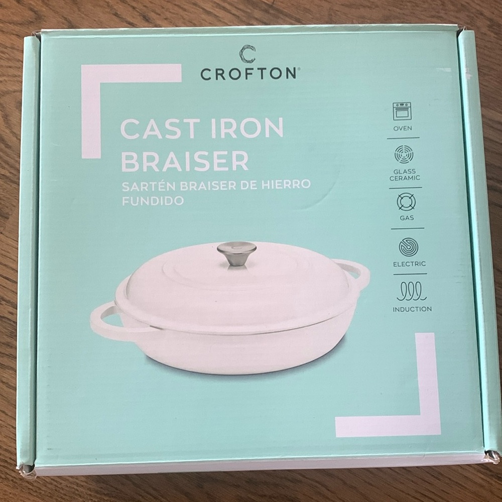 NEW Aldi Crofton 3.7 Qt Cast Iron Braiser cream